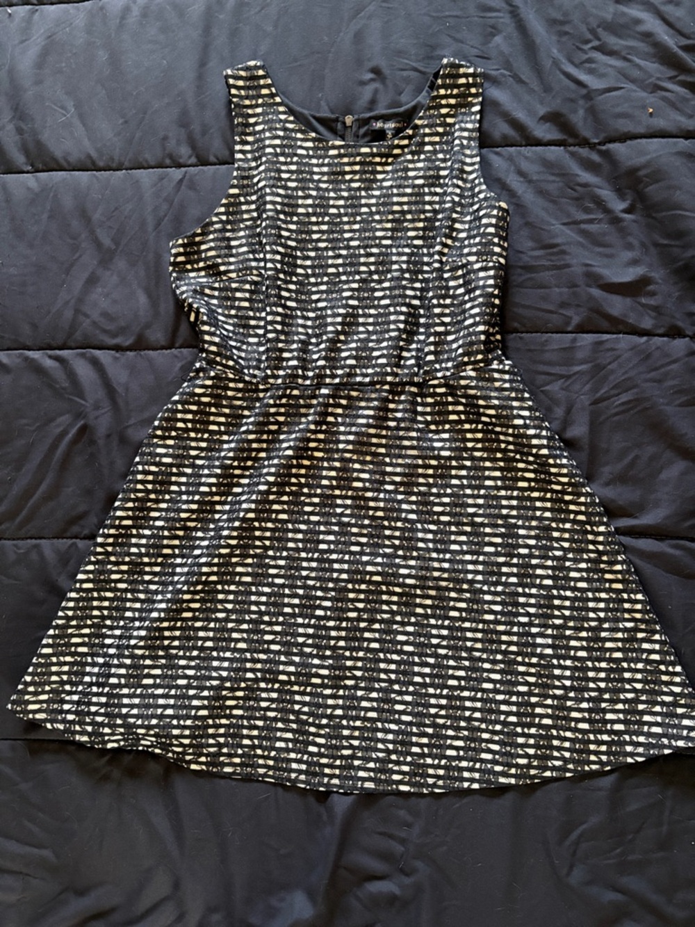 Trippy Black and White Sleeveless Fit & Flare Dress xl